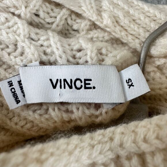 Vince Sweater Womens XS Cream Ribbed Wool Cashmere Sleeveless Tunic Mock Neck - Picture 3 of 14